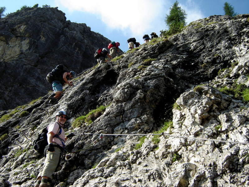 Sella Pisciadù Klettersteig vorgelagerte Wandstufe