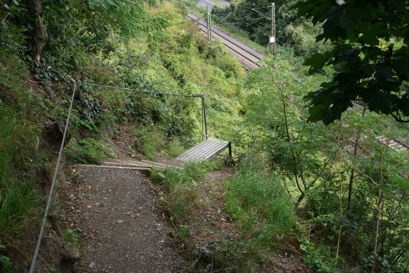 Einstiegsleiter in den Mittelrhein-Klettersteig