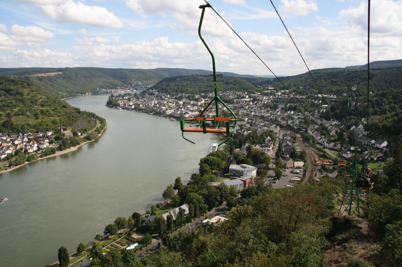 Im Sessellift über der Rheinschleife