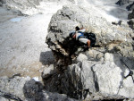 Schlüsselstelle Marino Bianchi Klettersteig Monte Cristallo