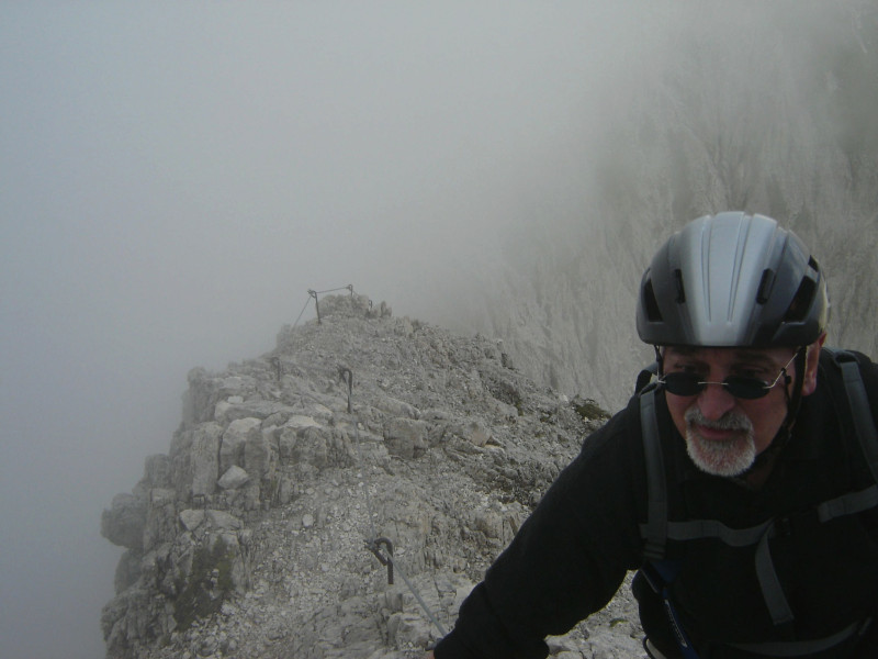 Rosengarten Dolomiten Rotwand Klettersteig Nebel