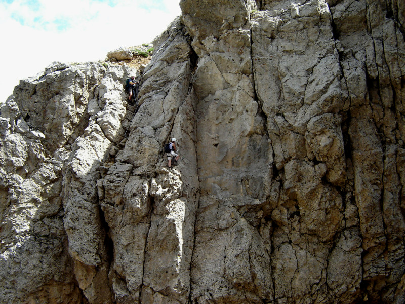 Rosengarten Dolomiten Rotwand Klettersteig Schlüsselstelle