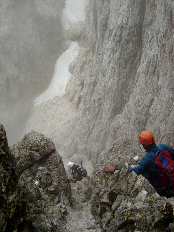 Santnerpass Klettersteig Rosengarten Eisrinne Schlüsselstelle