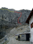 Vorgelagerte Wand Santnerpass-Klettersteig Rosengarten