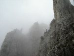 Nebel-Atmosphäre Santnerpass-Klettersteig